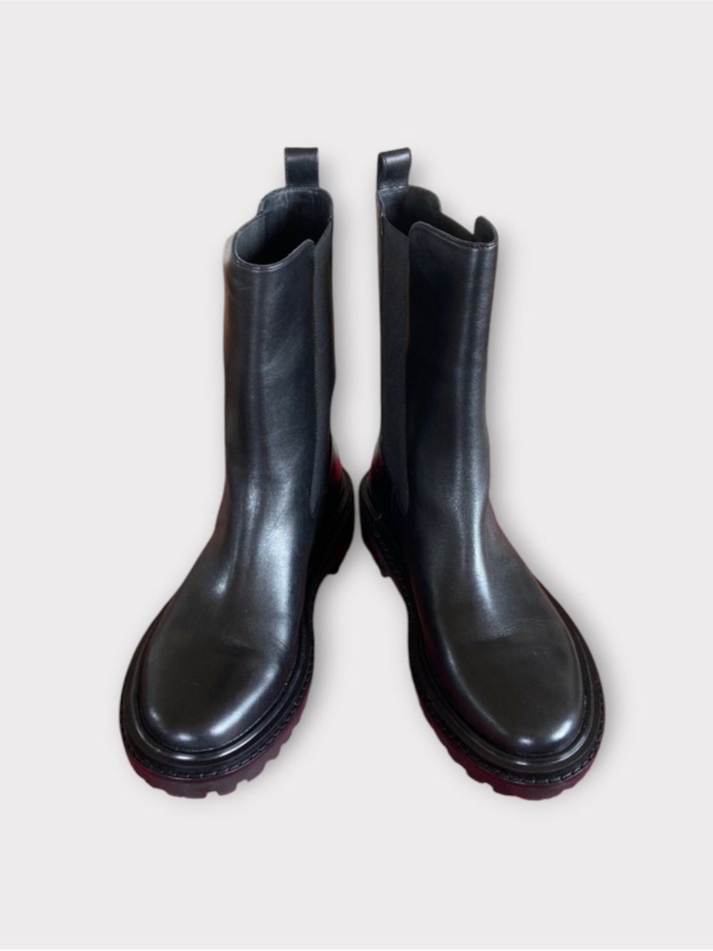 TORY BURCH REVOLVE Black Mid-Calf Leather Boots
